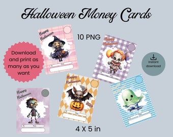 Lindo porta tarjetas de Halloween, diseños PNG (descarga digital)