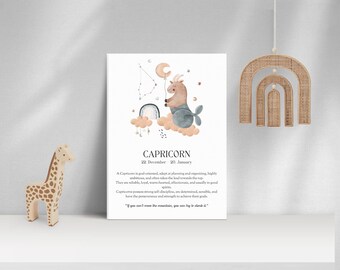 Steinbock Sternzeichen Poster: Aquarell Kinderzimmer Dekoration (Digitaler Download)