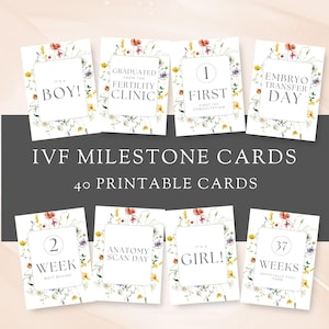 Cartes d'étapes de FIV, cartes d'infertilité imprimables pour le parcours de FIV, souvenir pour le succès d'un traitement de FIV, cadeaux de cartes mémoire pour papa maman enceinte
