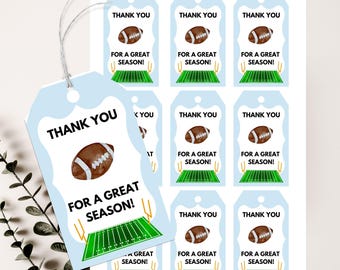 Football Team Thank You Gift Tags: End of Season Printables (PDF)