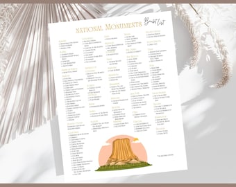 USA National Monuments Checkliste: Familienreisen Bucket List (PDF)