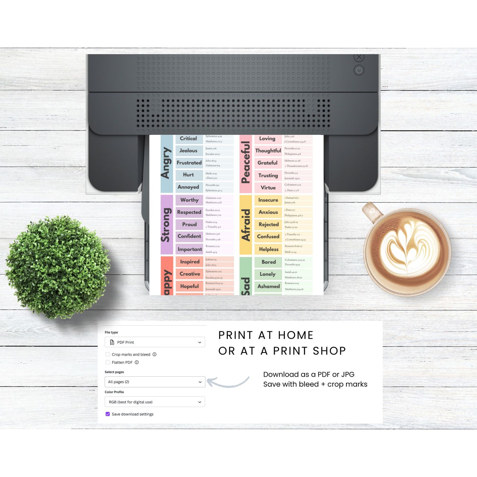 Bible Verses for Emotions Printable, Feeling Matching Chart, Wheel of ...