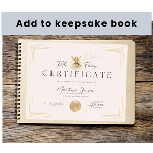 Editable Tooth Fairy Certificate for Losing First Tooth, Gold and Creme Color Receipt for Girls, Glimmer & Fairytale, Milestone Celebration