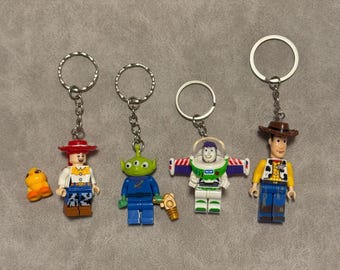Toy Story LEGO-Inspired Keychains | Woody Buzz Lightyear Alien Jessie | Mini Figure Keyring | Gift for Toy Story Fans