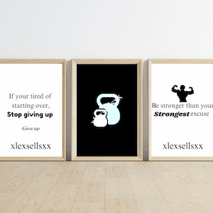 Set of 10 Motivational Fitness Quote Prints | Inspirational Wall Art for Active Living