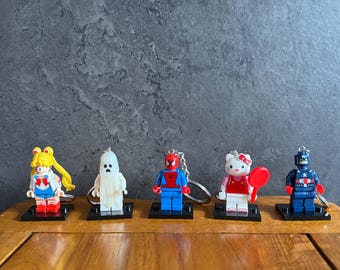 LEGO-Inspired Keychain | Building Block Brick Keyrings | Fun Party Bag Fillers | Backpack Charms | Collectible Gifts
