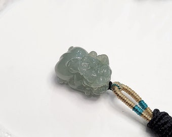 Small Icy Green Pixiu (貔貅) Pendant - Authentic Grade A  Burmese Jadeite (翡翠). Certificate of Authenticity Included.