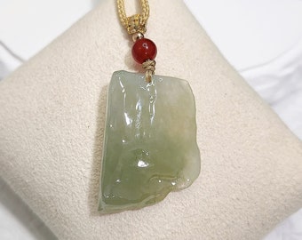 Icy Yellow Original Free shape Pendant - Authentic Grade A Burmese Jadeite (翡翠). Certificate of Authenticity Included.