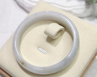 Opaque white with Yellow Classic Cut 52.8mm Round Bangle- Authentic Grade A  Burmese Jadeite (翡翠). Certificate of Authenticity Included.