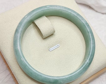Apple Green Opaque Classic Cut 55mm Round Bangle - Authentic Grade A Burmese Jadeite (翡翠). Certificate of Authenticity Included.