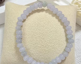 Bracelet de perles de boulier en jadéite lavande non traité - Authentique jadéite birmane de qualité A (翡翠). Certificat d'authenticité inclus.