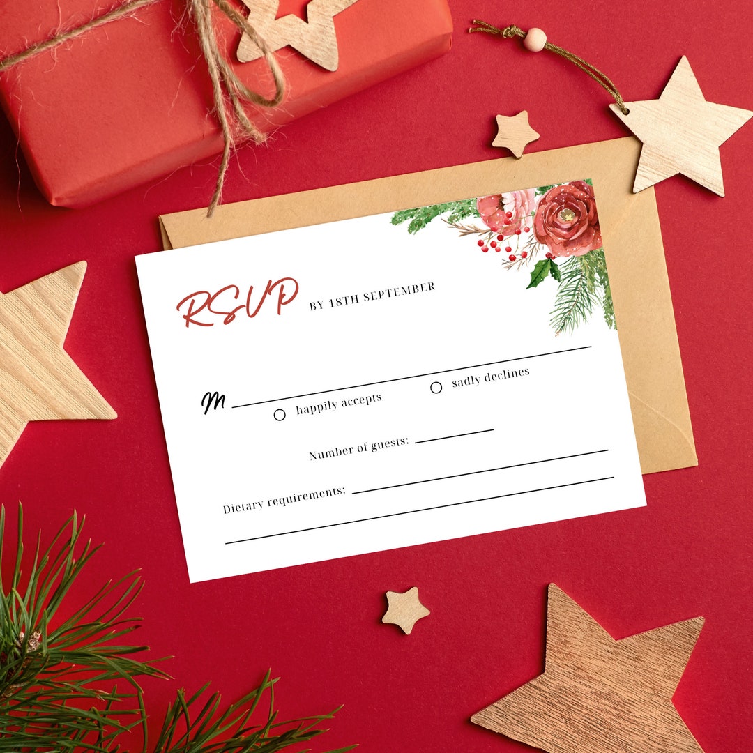 Christmas Party RSVP Template Holiday Season Christmas - Etsy