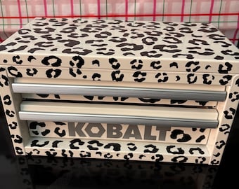 Leopard Kobalt Rhinestone Boujie Toolbox/Makeup/Jewelry box