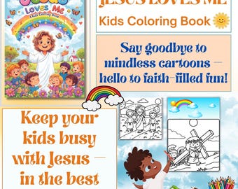 Jesus Coloring Book for Kids: 23 Bible-Inspired Pages (Digital Download)