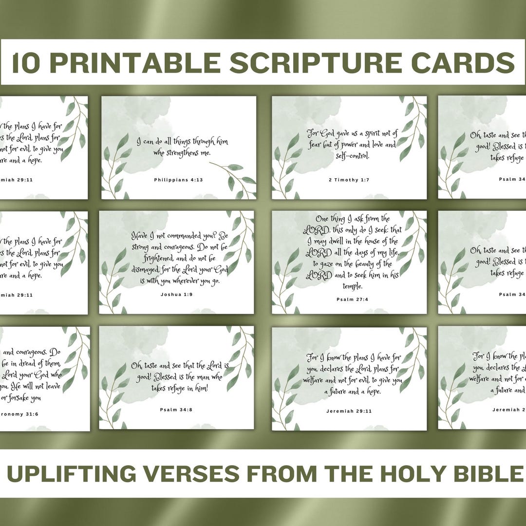 Uplifting Scripture Cards: Printable Bible Verse Affirmations (digital ...