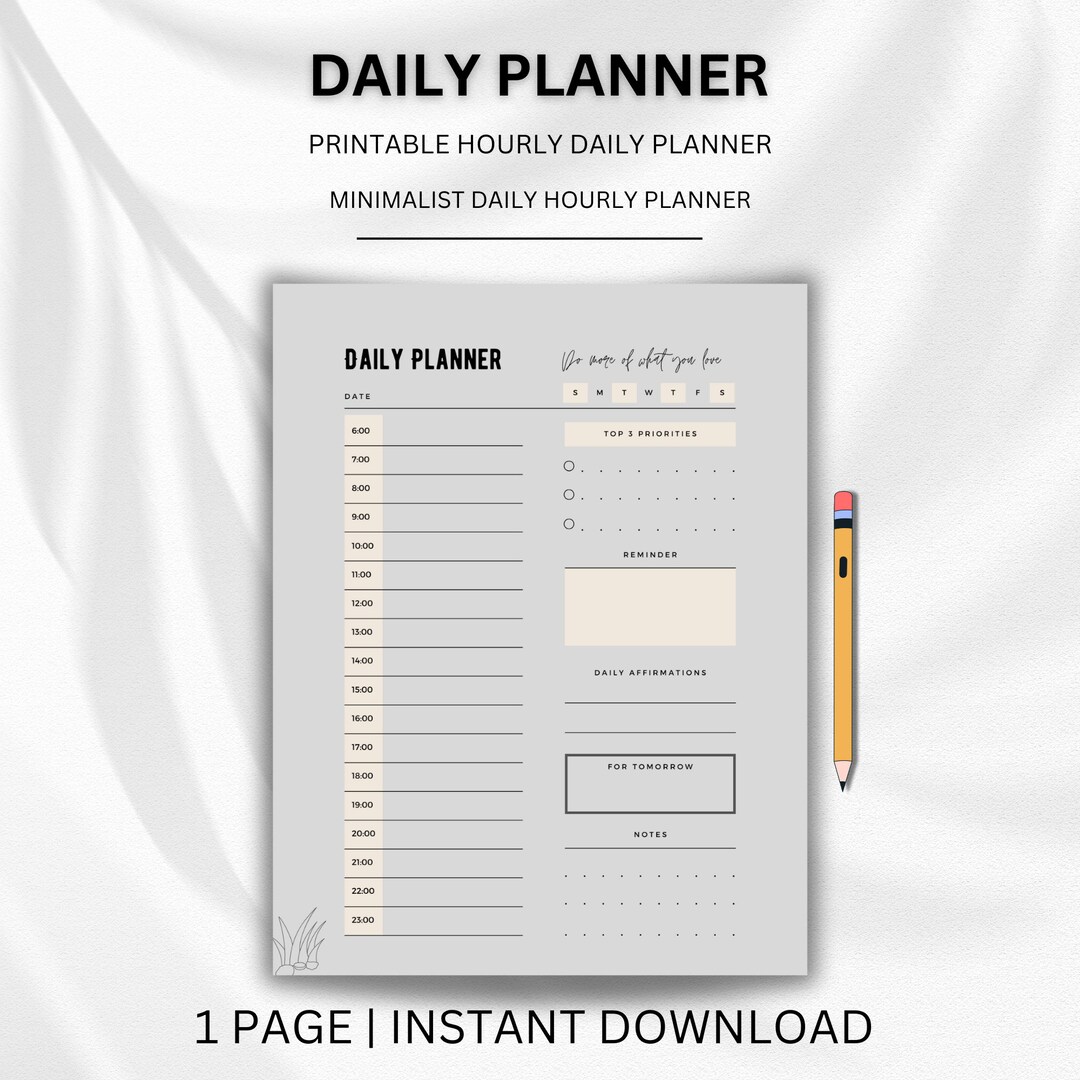 Hourly Daily Planner, Printable Planner, Goodnotes Planner, Ipad ...