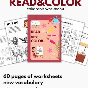 read and color workbook for children , coloring book , educational workbook ,coloring worksheets , preschool workbook