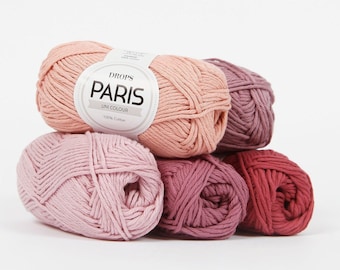 DROPS Paris cotton yarn, Aran weight yarn, Natural summer yarn, Pure cotton yarn, crochet yarn, knitting cotton yarn, Gift for crafters, 50g