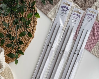 Drops Pro Basic Single Pointed Needles, Aluminium knitting needle 35cm (13.8in) lenght, Thickness from 2.0 to 5.0mm, Knitting supplies