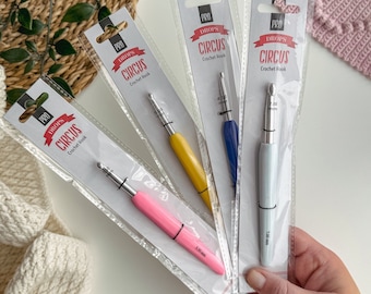 DROPS Pro Circus crochet hook, 13cm aluminium ergonomic 2.0mm to 10 mm crochet hooks, Colorful plastic handle, crochet supplies and tools