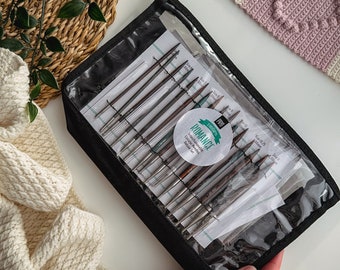 Juego de agujas circulares Drops Pro Romance, juego de 8 agujas de tejer de madera intercambiables de 3,5 a 8,0 mm, suministros de tejido de lujo