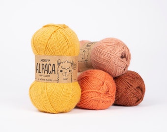 DROPS Alpaca pure wool yarn, Premium wool for socks mittens sweaters or hats, Sport weight yarn 50g, Craft supplies for crochet and knitting