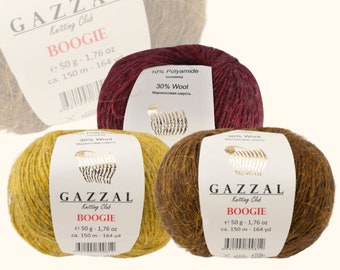 Fil de laine Gazzal Boogie, fil à tricoter en mélanges de laine, fil de laine mélangée pour vêtements, fil de laine doux, fils acryliques, fil au crochet, cadeaux de Noël