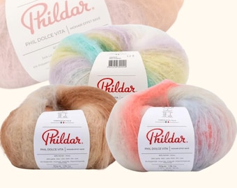 Phildar DOLCE VITA premium mohair yarn, Blend mohair and wool yarns, 50g luxury Italy yarn, Crochet and knitting perfect present for crafter