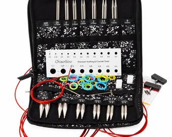 Chiaogoo Twist Red Lace 13cm Complete Interchangeable Knitting Needle Set Stainless Steel Needles