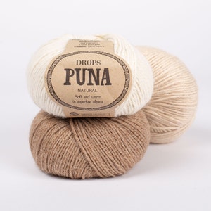 DROPS Puna alpaca wool yarn, Premium wool for socks mittens sweaters or hats, Worsted weight 8ply yarns, Craft supplies for crochet knitting