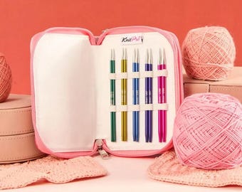 KnitPro Zing Starter Interchangeable Needle Set 13cm, Circular Knitting Needle Set with Swivel Cables