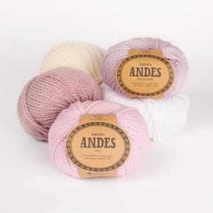 DROPS Andes super bulky wool yarn, Blend alpaca wool, Winter yarn, Warm yarns for autumn outerwear, Crochet knitting yarn, 100g fluffy spun