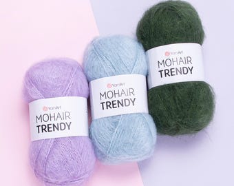 YarnArt Mohair Trendy 100g, Mohair Acrylic Yarn, Fluffy Knitting Yarn for Sweaters Cardigans Scarves and Shawls