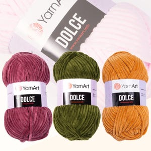 YarnArt Dolce Plush Yarn – 100g / 120m, Super Soft Chenille Yarn for Knitting & Crochet, Cozy Polyester Yarn for Fall/Winter Projects