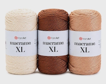 YarnArt Macrame XL 250g, Thick Polyester Macrame Cord, Chunky Yarn for Bags Baskets Wall Hangings and Home Decor