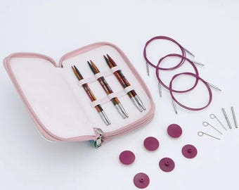 KnitPro Symfonie 2 Interchangeable Needle Set 13cm, Wooden Circular Knitting Needles with 360 Swivel Cables