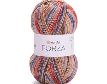 YarnArt YarnArt Forza Sock Yarn 100g, Wool Polyamide Yarn, Self Patterning Knitting Yarn for Socks and Sweaters