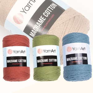YarnArt Makramee Baumwollgarn, Makramee Schnur, Polyester Seil, Garn für DIY Bastelarbeiten Wohndekor, Teppiche Garn, Geschenkidee, Häkelstrickgarn, 250g