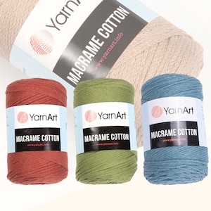 YarnArt Macrame Cotton yarn, Macrame cord, Polyester rope, Yarn for DIY crafts home decor, Rugs yarn, Gift idea, Crochet knitting yarn, 250g