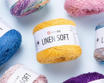 YarnArt Linen Soft Yarn 100g, Linen Cotton Viscose Yarn, Summer Knitting Yarn, Crochet Yarn for Tops Dresses Shawls