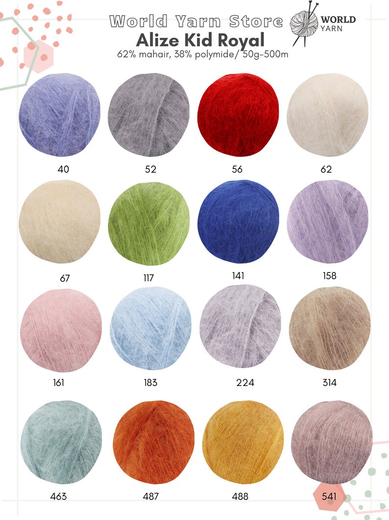 Alize Kid Royal Mohair Yarn, Premium Blend Mohair Yarn, Extra Light ...