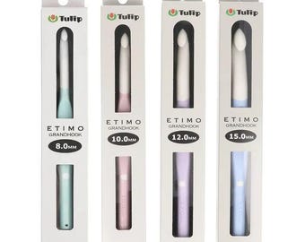 Tulip Etimo Jumbo Crochet Hook 8mm to 15mm, Ergonomic Large Crochet Hook for Chunky and Bulky Yarn, Made in Japan