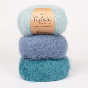 Drops Melody premium soft yarn, Luxurious mix of merino wool and brushed alpaca wool, Crochet knitting yarns, 12 ply chunky yarn 50g skein
