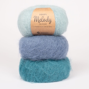 Drops Melody premium soft yarn, Luxurious mix of merino wool and brushed alpaca wool, Crochet knitting yarns, 12 ply chunky yarn 50g skein