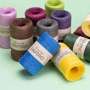 YarnArt Papiro natural raffia yarn – 100g/130m | Eco-friendly crafting ribbon | Ideal for bags & decor