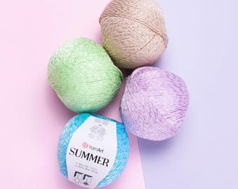 YarnArt Summer cotton viscose yarn 100g – 350m soft shiny yarn for crochet and knit summer clothes and accessories