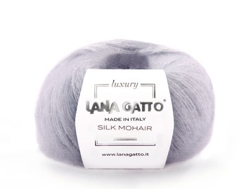 Lana Gatto Silk Mohair weiches Garn, Luxusmischung Mohair und Seidengarne, Häkelstrickgarne Made in Italy, Bestes Geschenk für Handwerker, 25g Strang