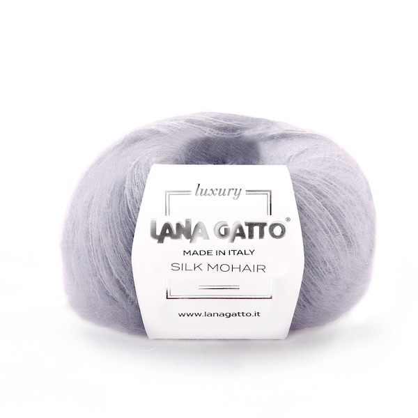 Lana Gatto Silk Mohair weiches Garn, Luxusmischung Mohair und Seidengarne, Häkelstrickgarne Made in Italy, Bestes Geschenk für Handwerker, 25g Strang