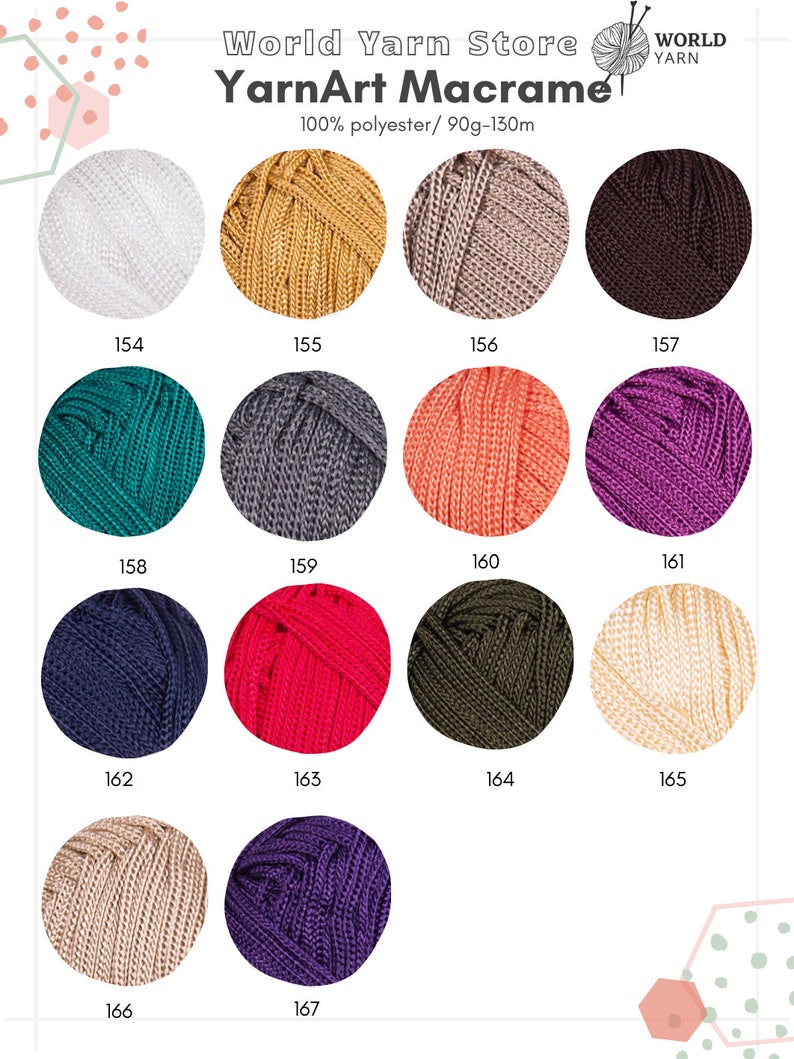 All YarnArt Macrame cord colors palette.