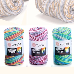 YarnArt Macrame Cotton colorful cord, Polyester rope, Home decoration yarns, Rugs yarn, Gifts ideas for crafters, Crochet and knitting yarn
